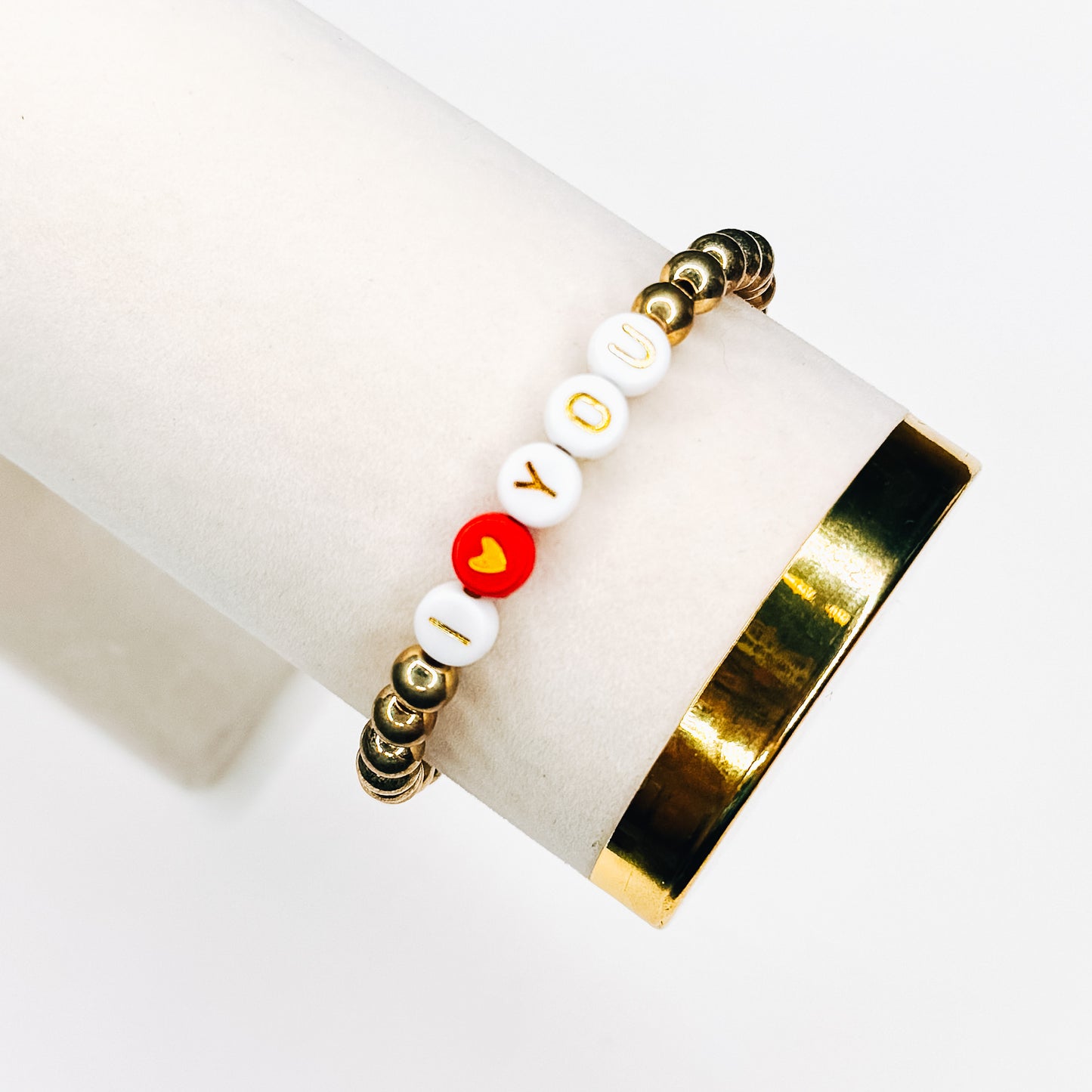 I Love You Gold & Red Heart Bracelet