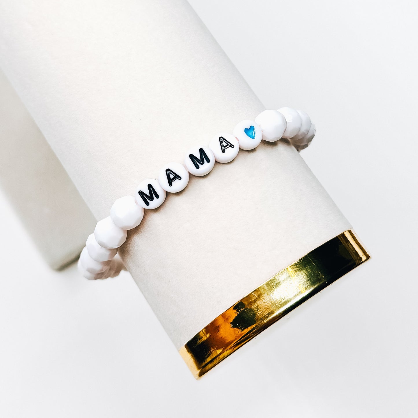 Blue Heart White Mama Bracelet