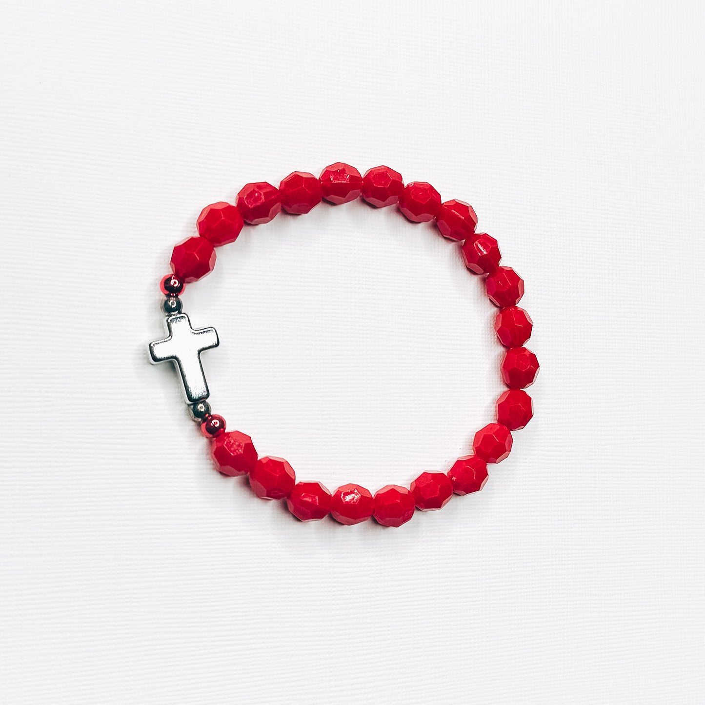 Red & Silver Cross Bracelet