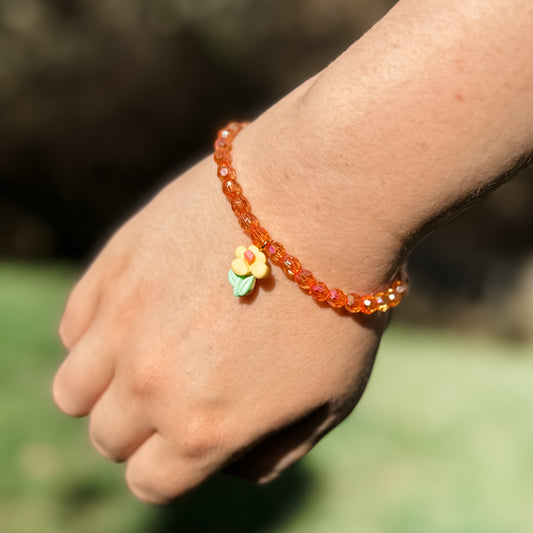 Orange & Yellow Flower Charm Bracelet