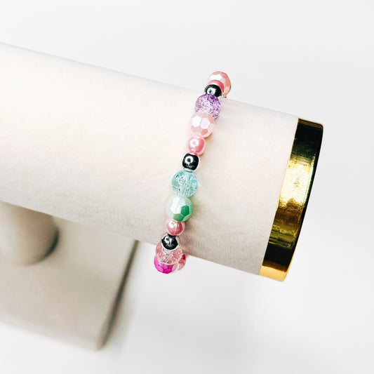 Multicolor & Silver Mix Glass Beaded Bracelet