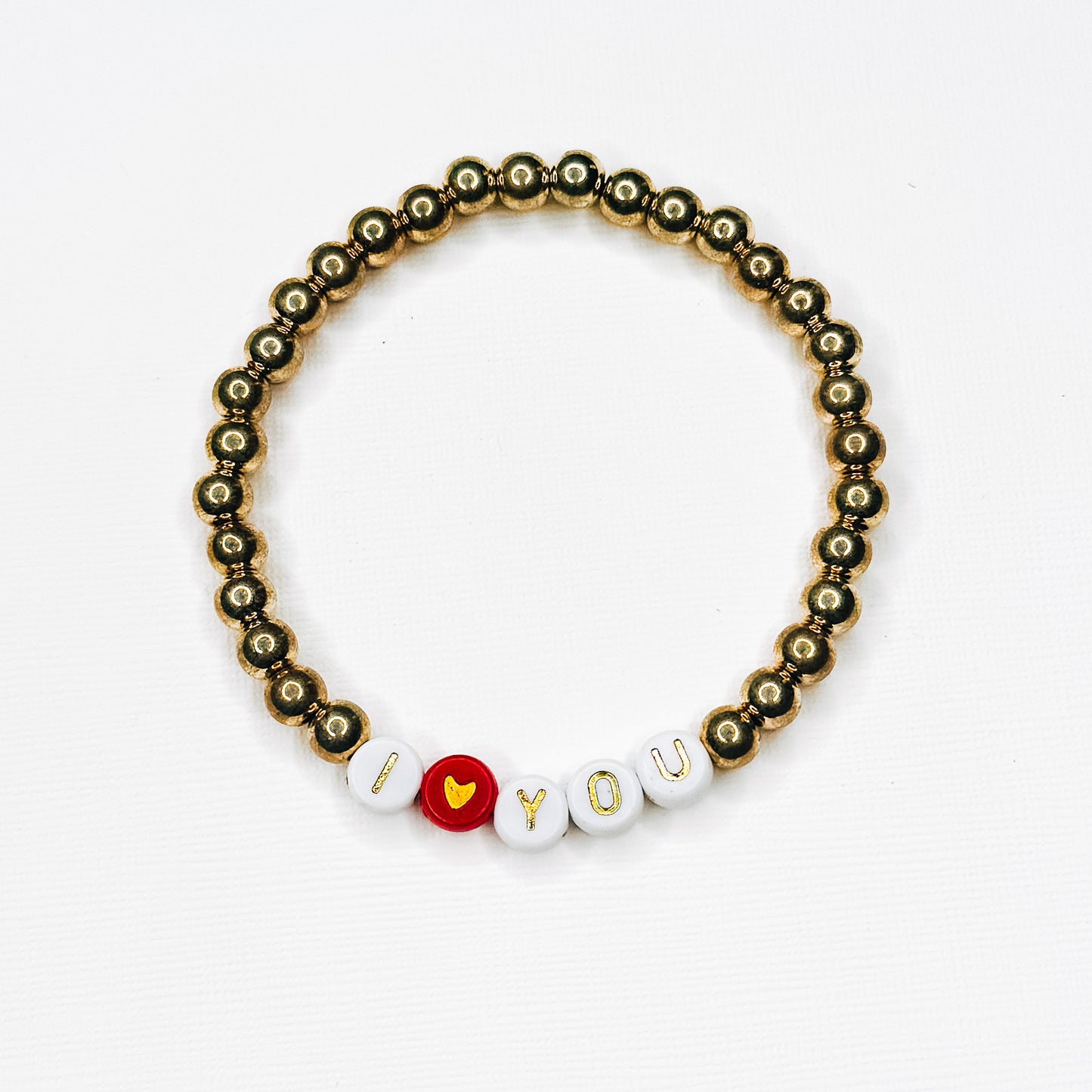 I Love You Gold & Red Heart Bracelet