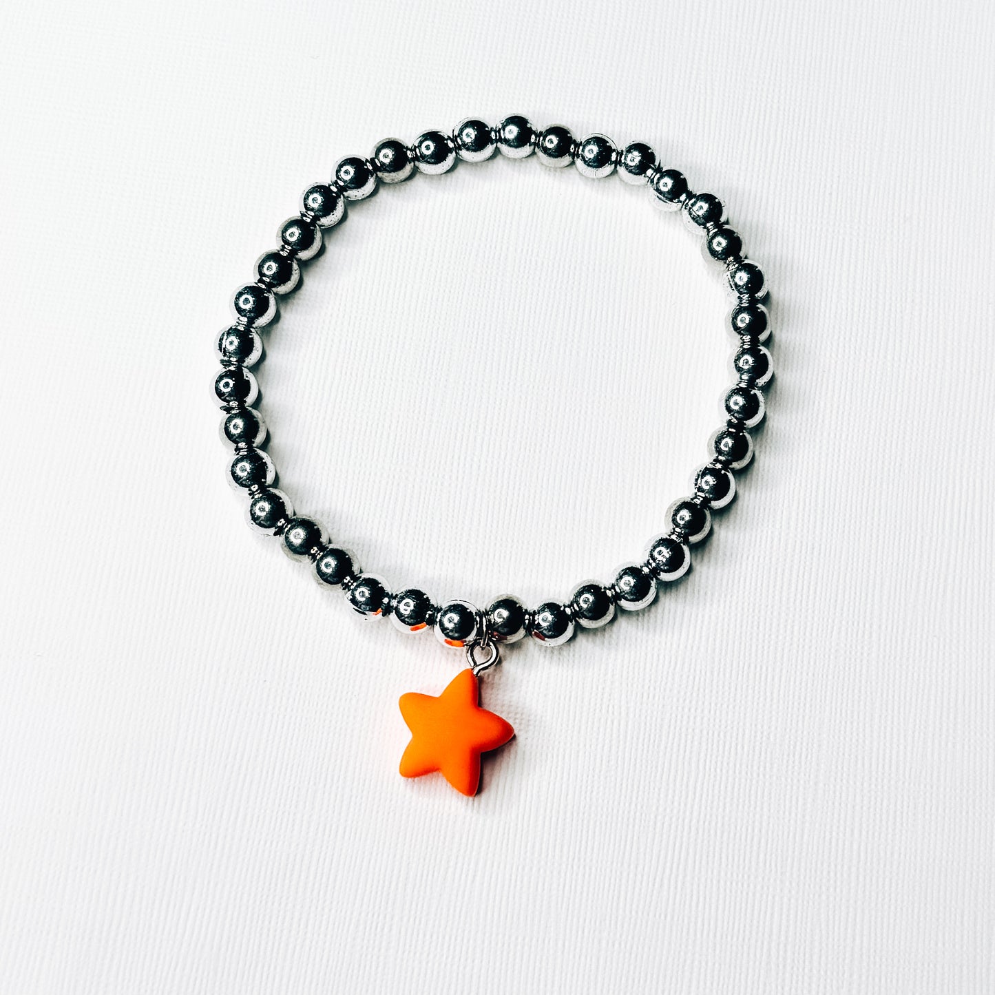 Silver & Orange Star Charm Bracelet