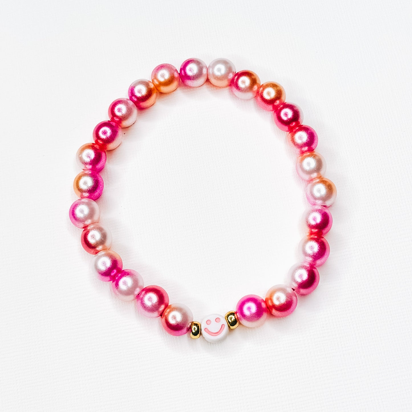 Smiley Face Pink Pearl Mix Bracelet