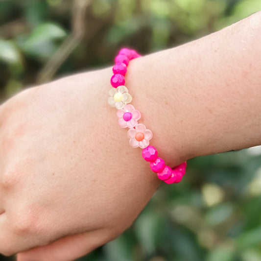 Hot Pink Flower Mix Bracelet