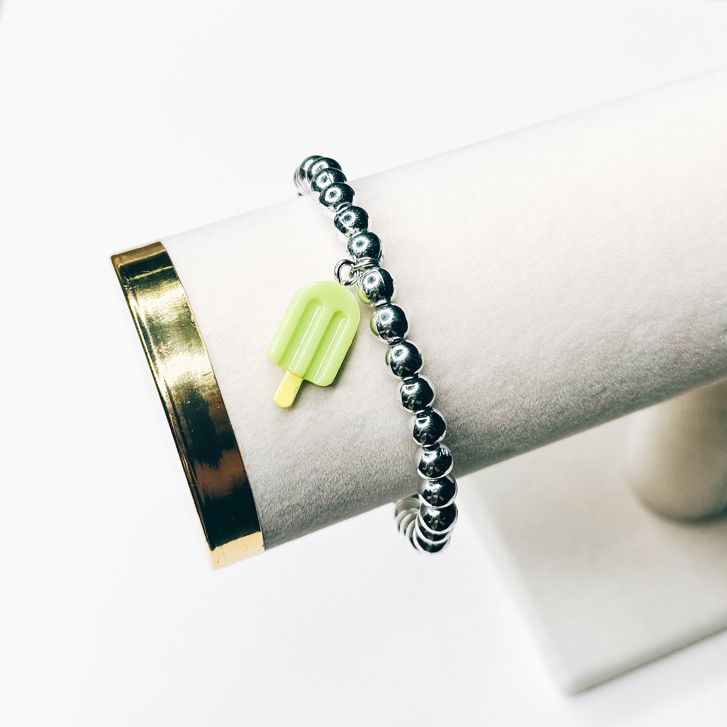 Green & Silver Popsicle Charm Bracelet