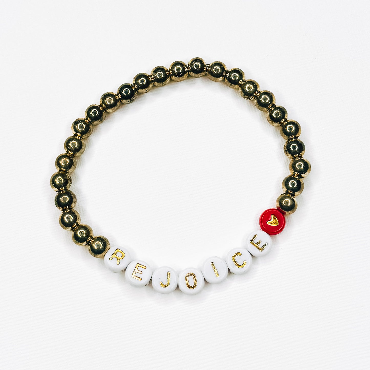 Rejoice Gold & Red Heart Bracelet