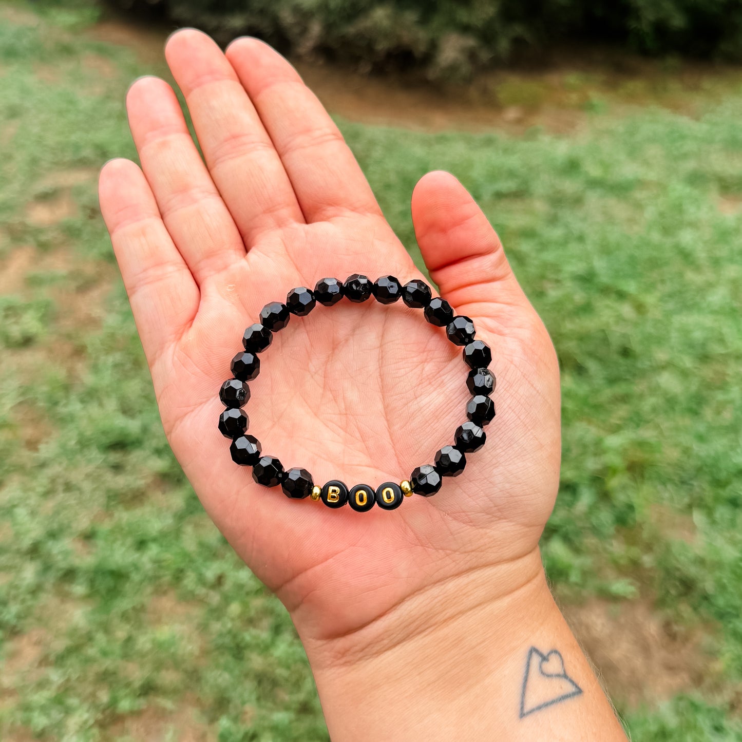 Boo Black & Gold Beaded Bracelet