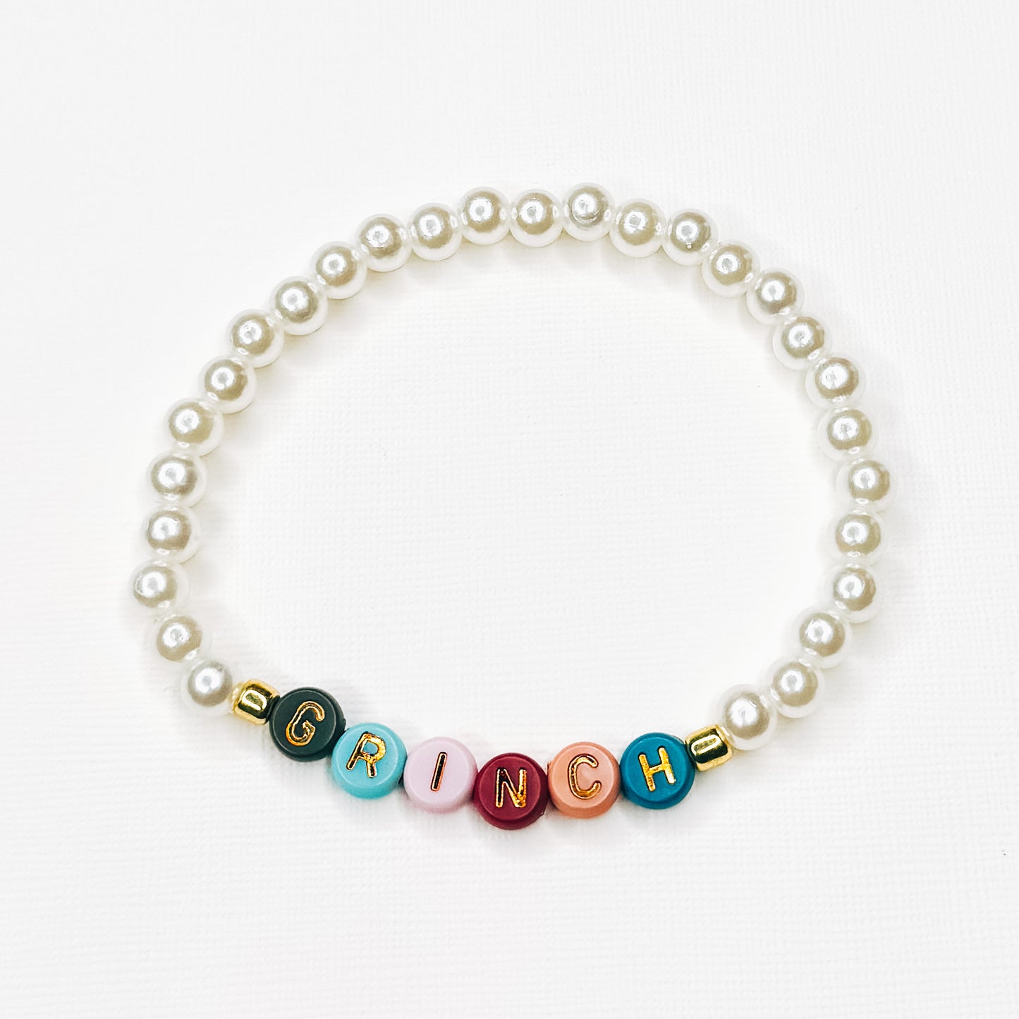 Multicolor & Gold Grinch Pearl Bracelet