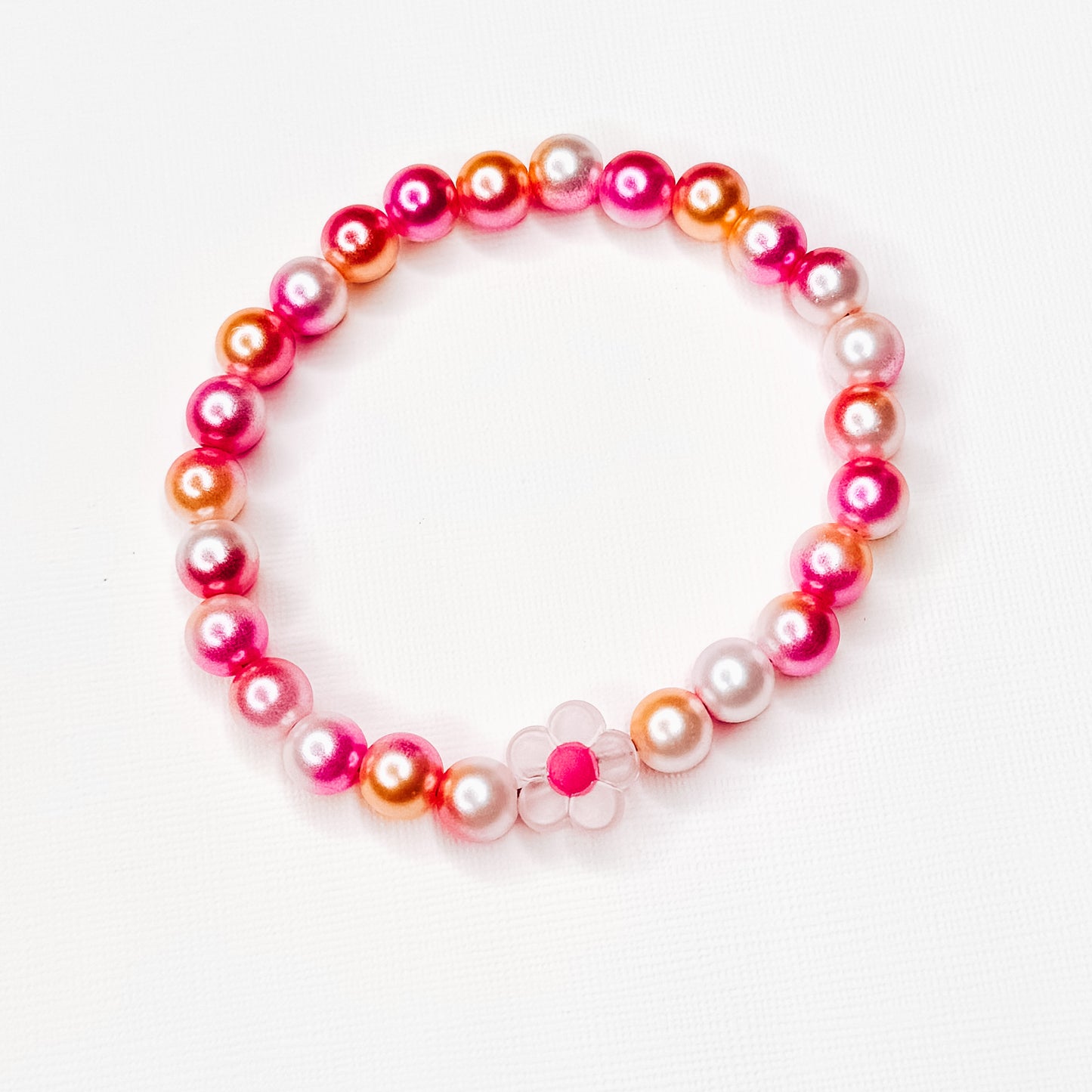 Pink Pearl Mix Flower Charm Bracelet