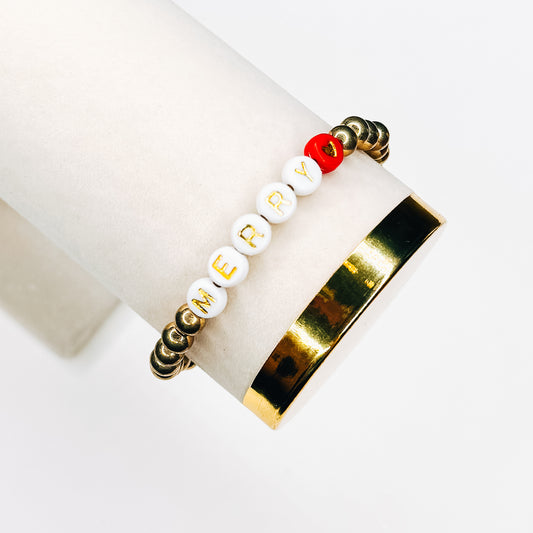 Merry Gold & Red Heart Bracelet