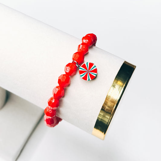 Red Peppermint Charm Bracelet