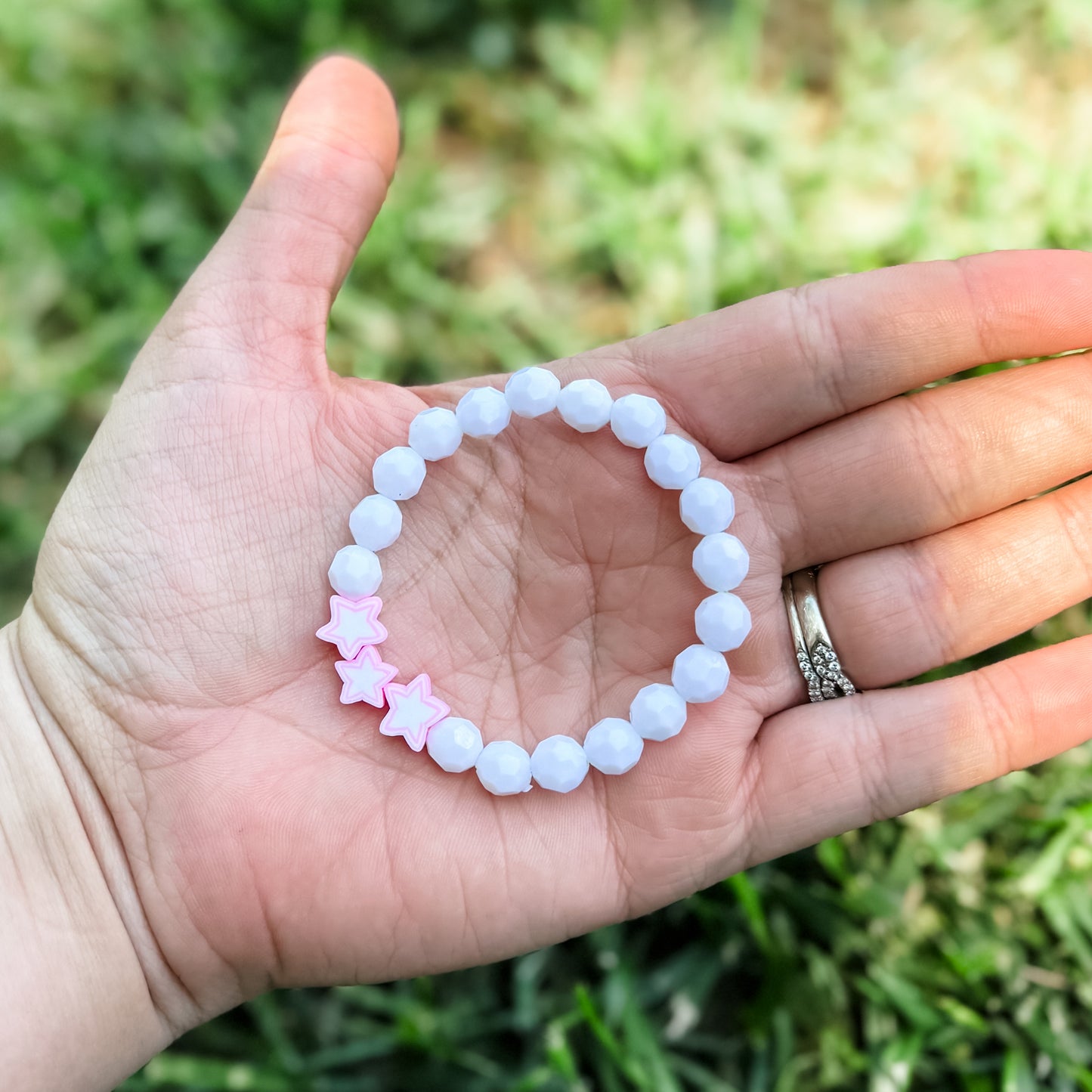 KIDS White & Pink Star Bracelet