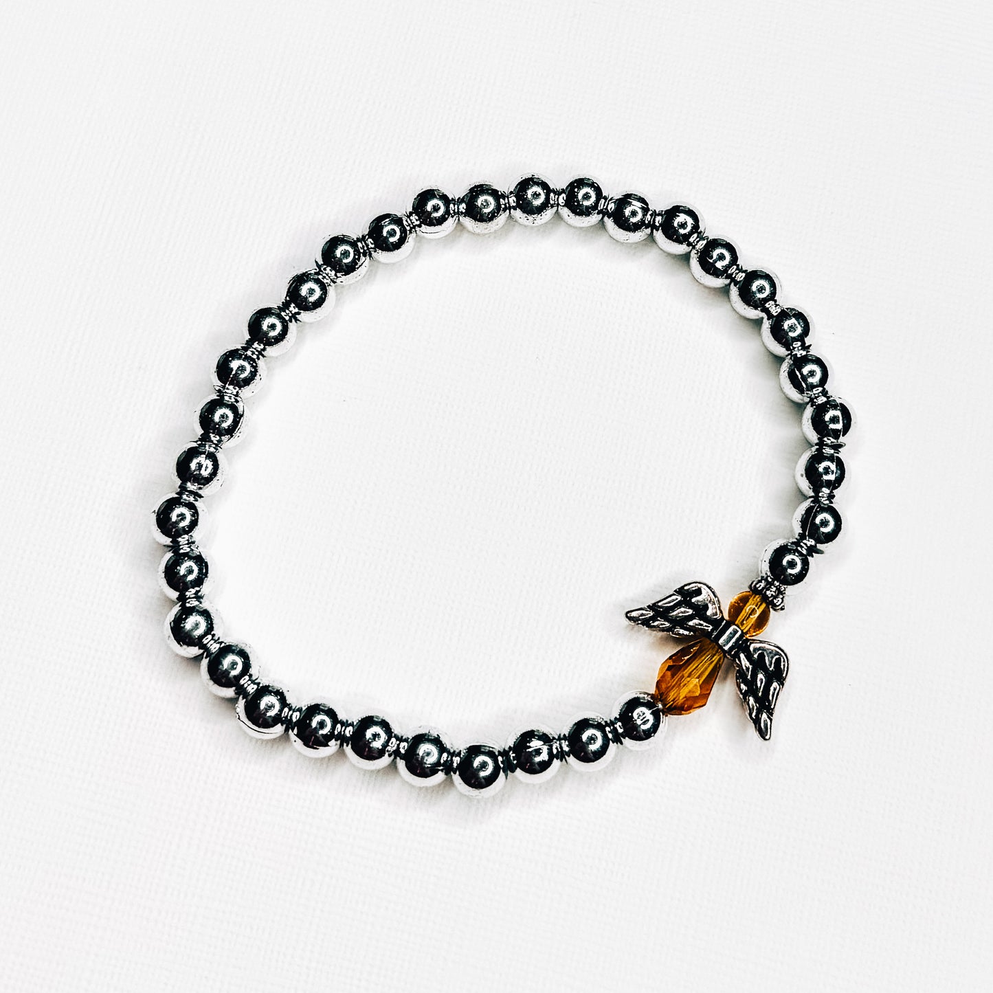 Orange & Silver Angel Bracelet