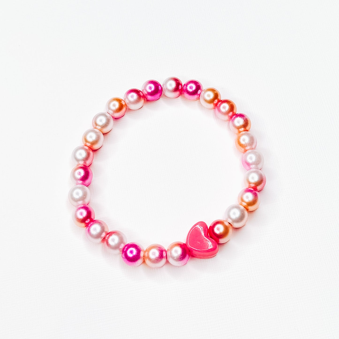 Pink Pearl Mix Heart Charm Bracelet