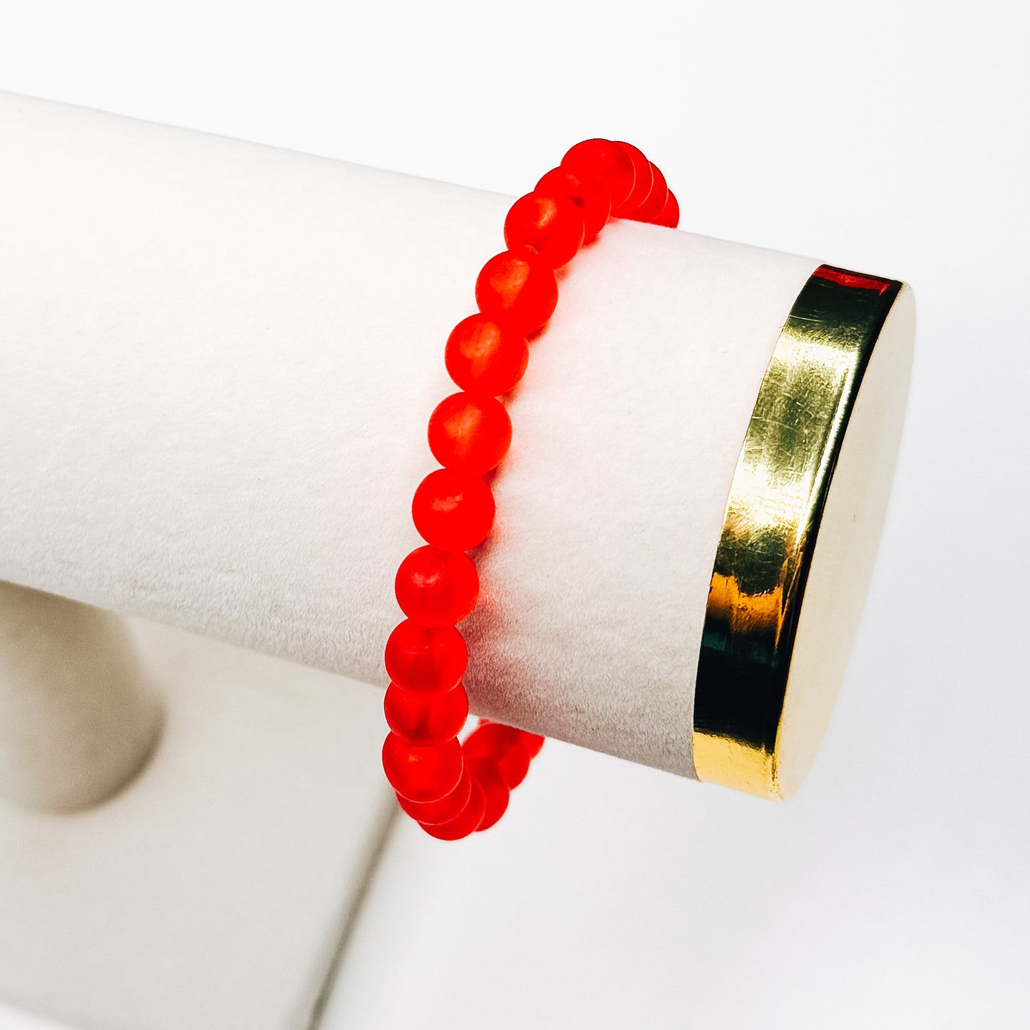 Red Matte Beaded Bracelet