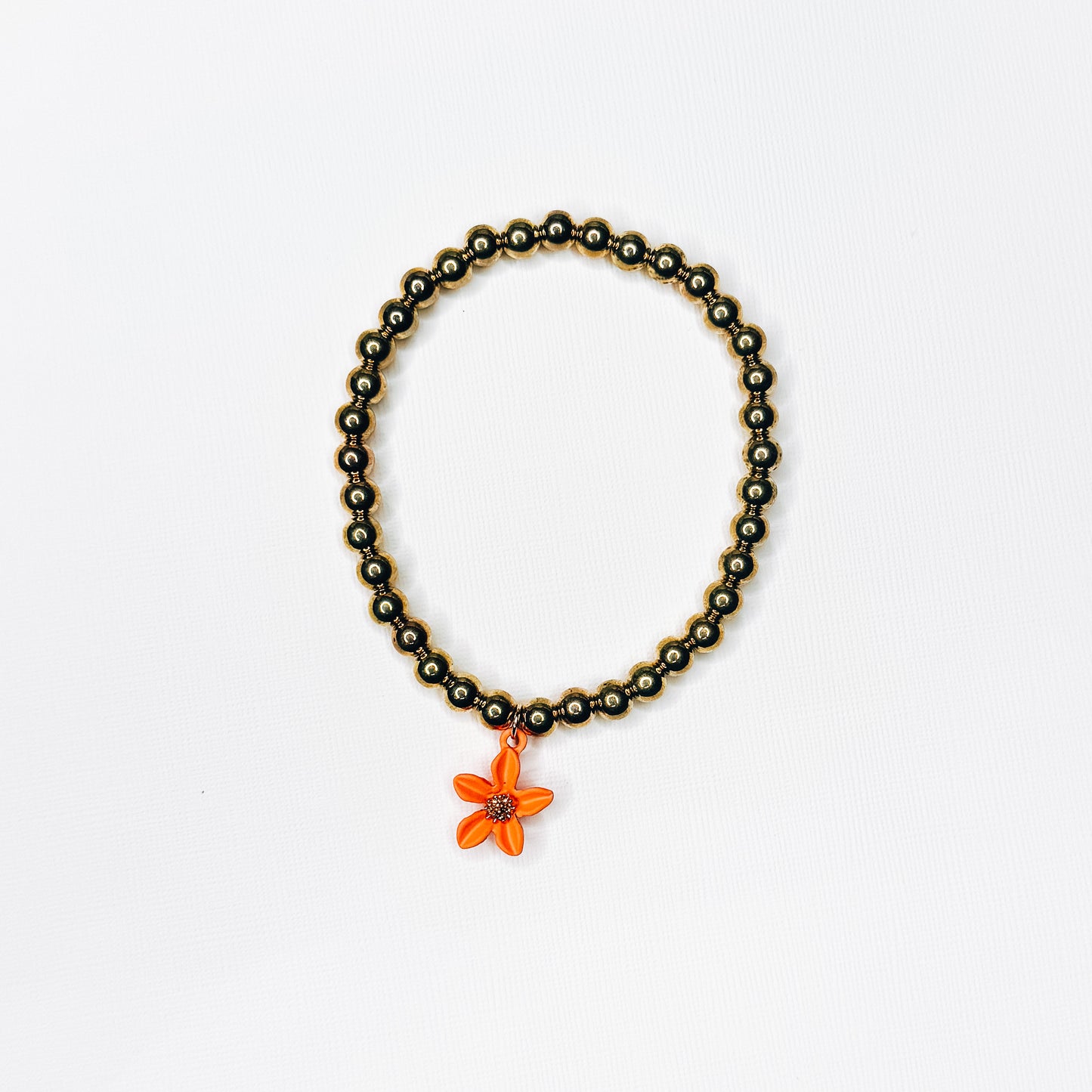 Orange & Gold Flower Charm Bracelet