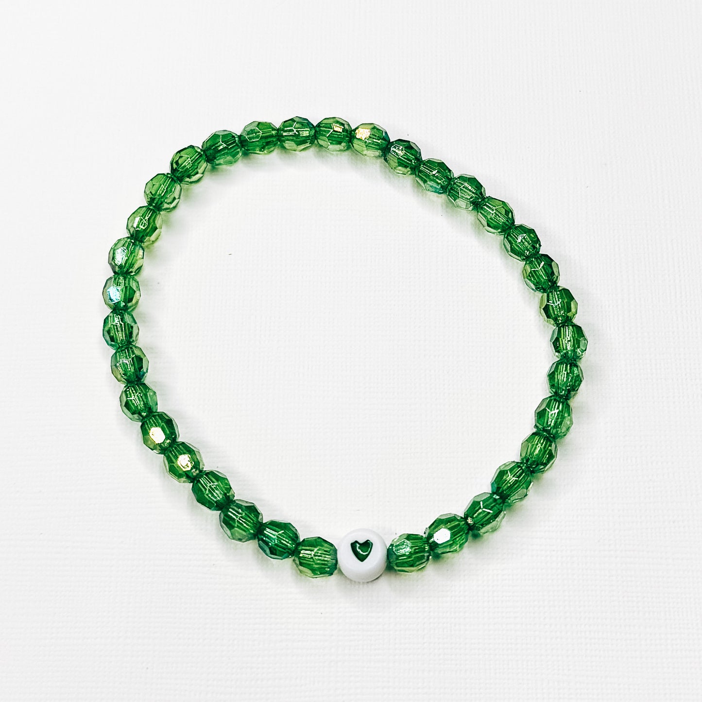 Dainty Green Heart Beaded Bracelet