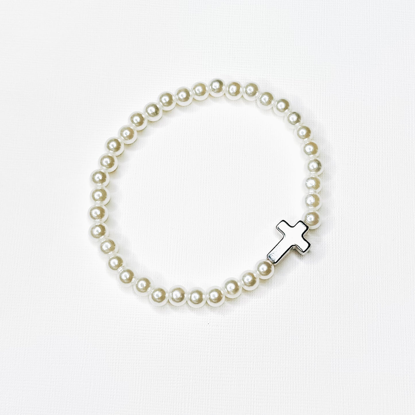 Silver Cross Pearl Bracelet