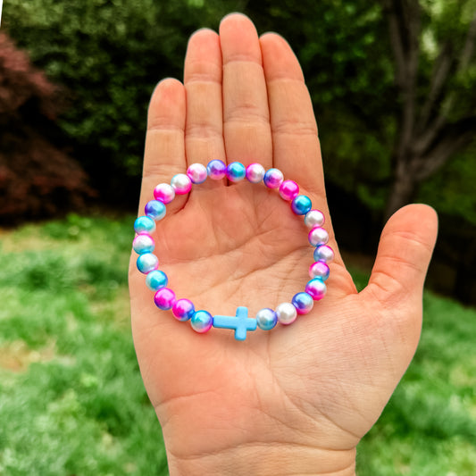 Cotton Candy Cross Bracelet