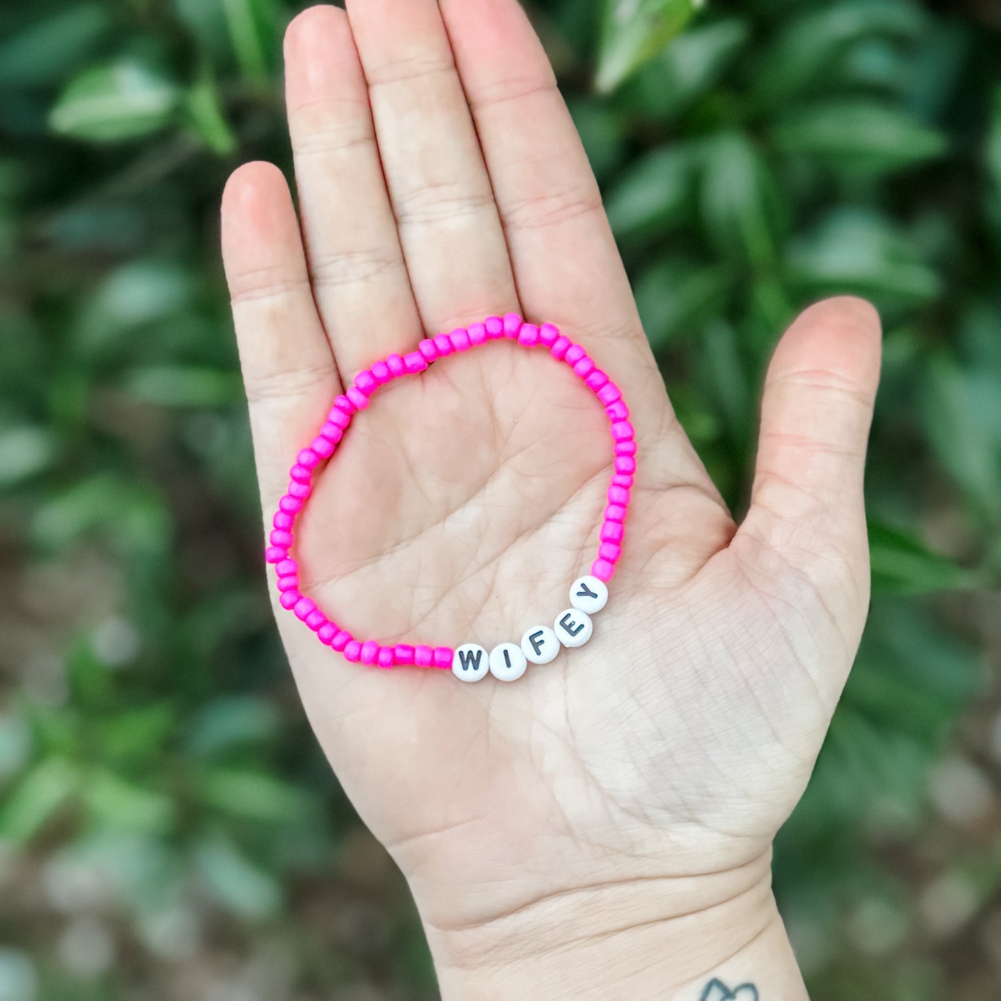 Wifey Hot Pink Dainty Bracelet