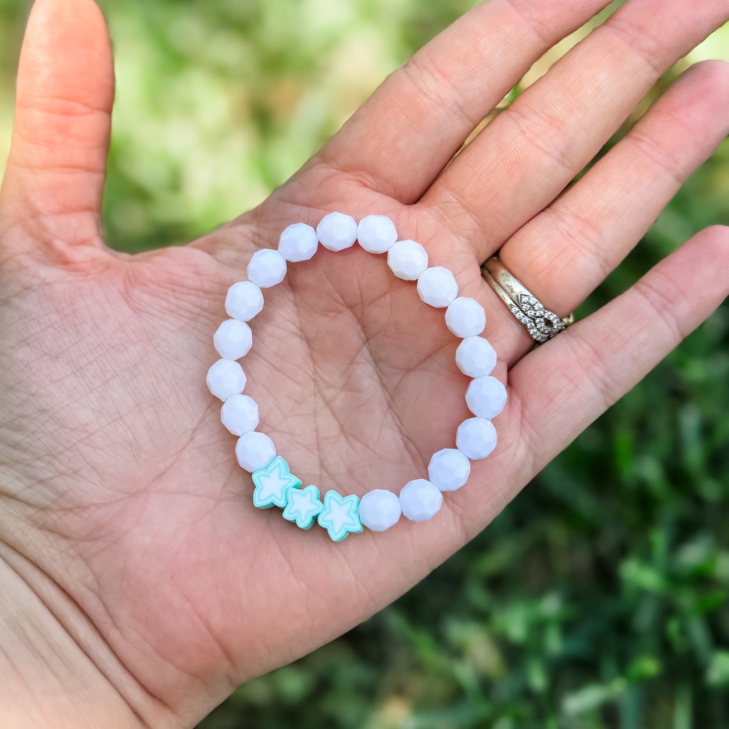 KIDS White & Mint Star Bracelet