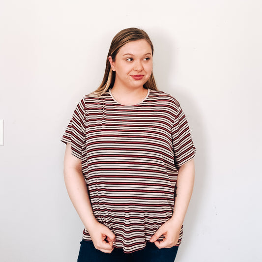 Striped Textured Blouse (Size 24/26W)