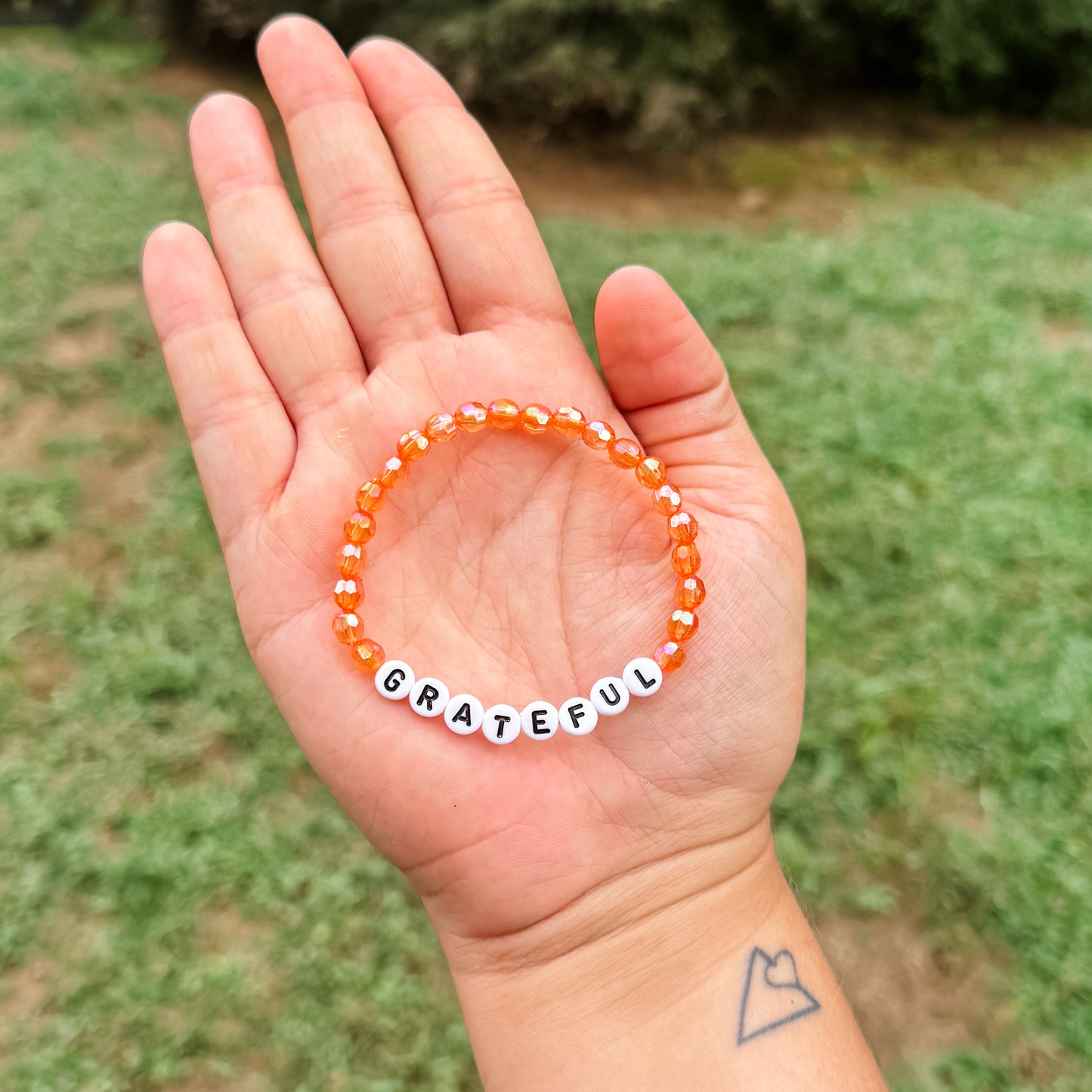 Grateful Dainty Orange Bracelet