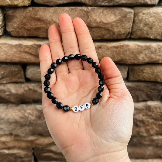 BFF Black Beaded Bracelet