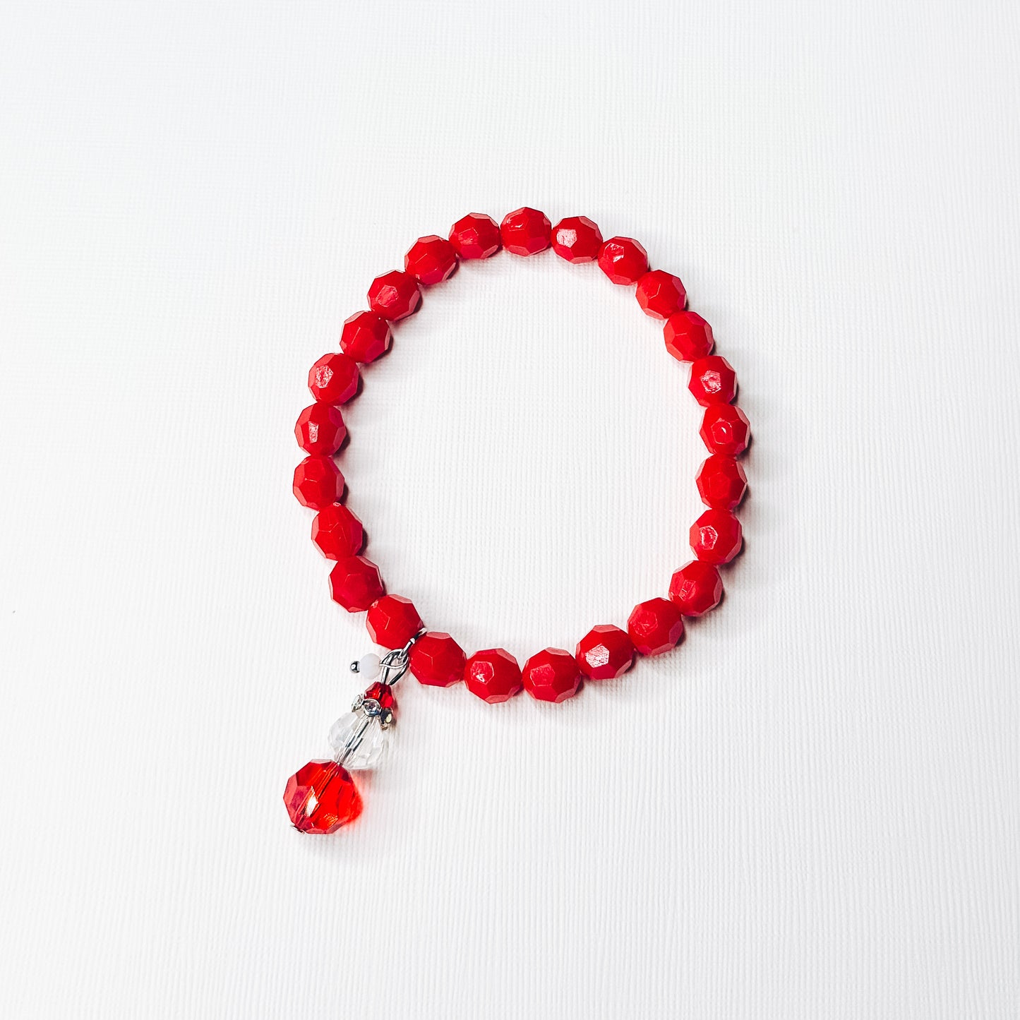 Red Snowman Charm Beaded Bracelet