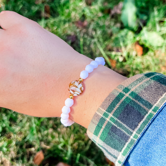 White & Brown Mix Stone Bracelet