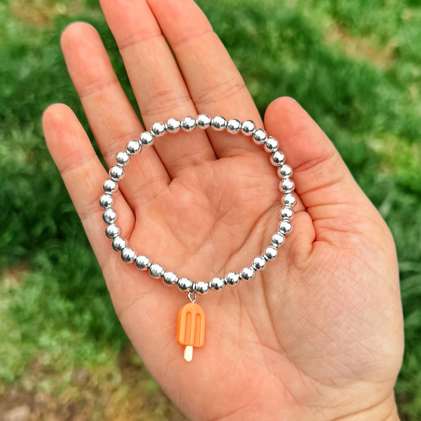 Orange & Silver Popsicle Charm Bracelet