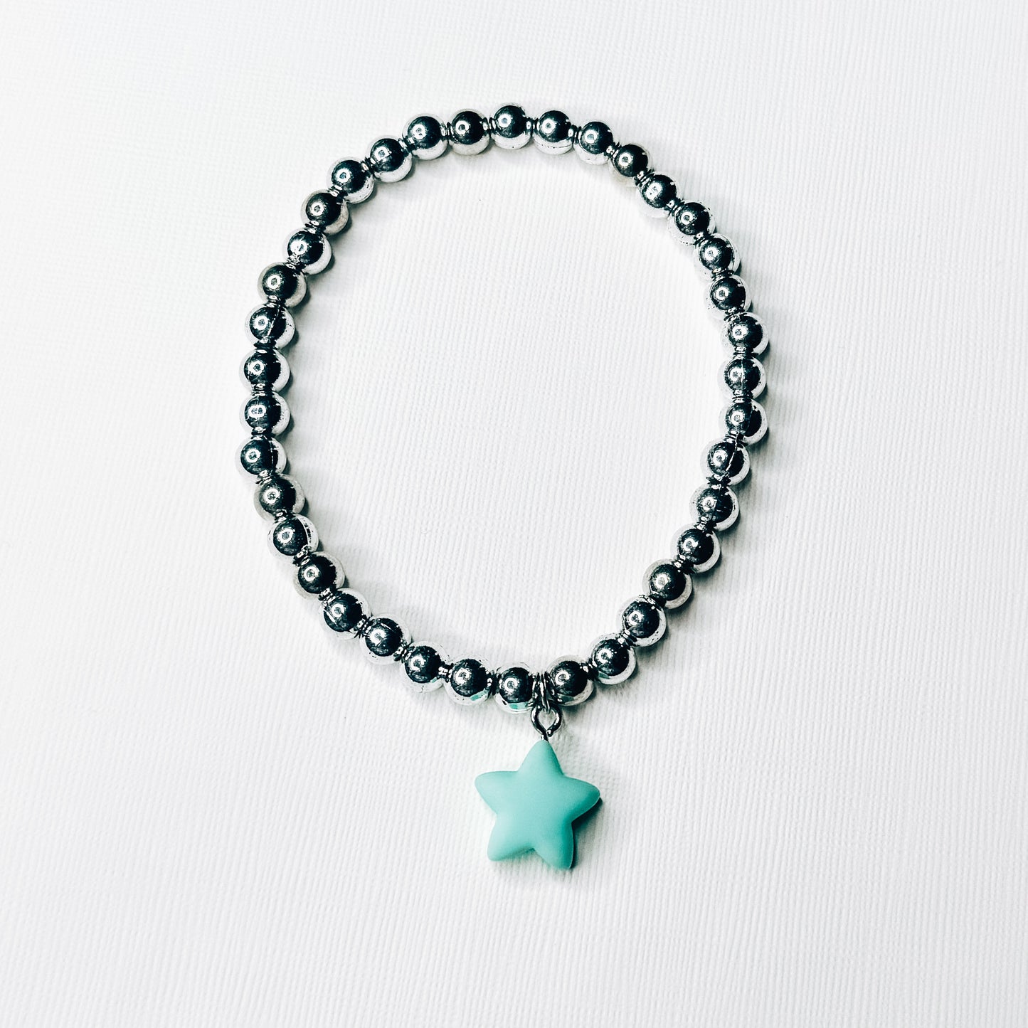 Silver & Mint Star Charm Bracelet