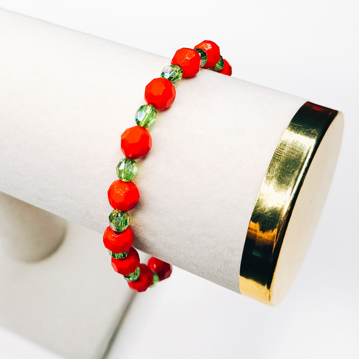 Red & Dainty Green Mix Bracelet