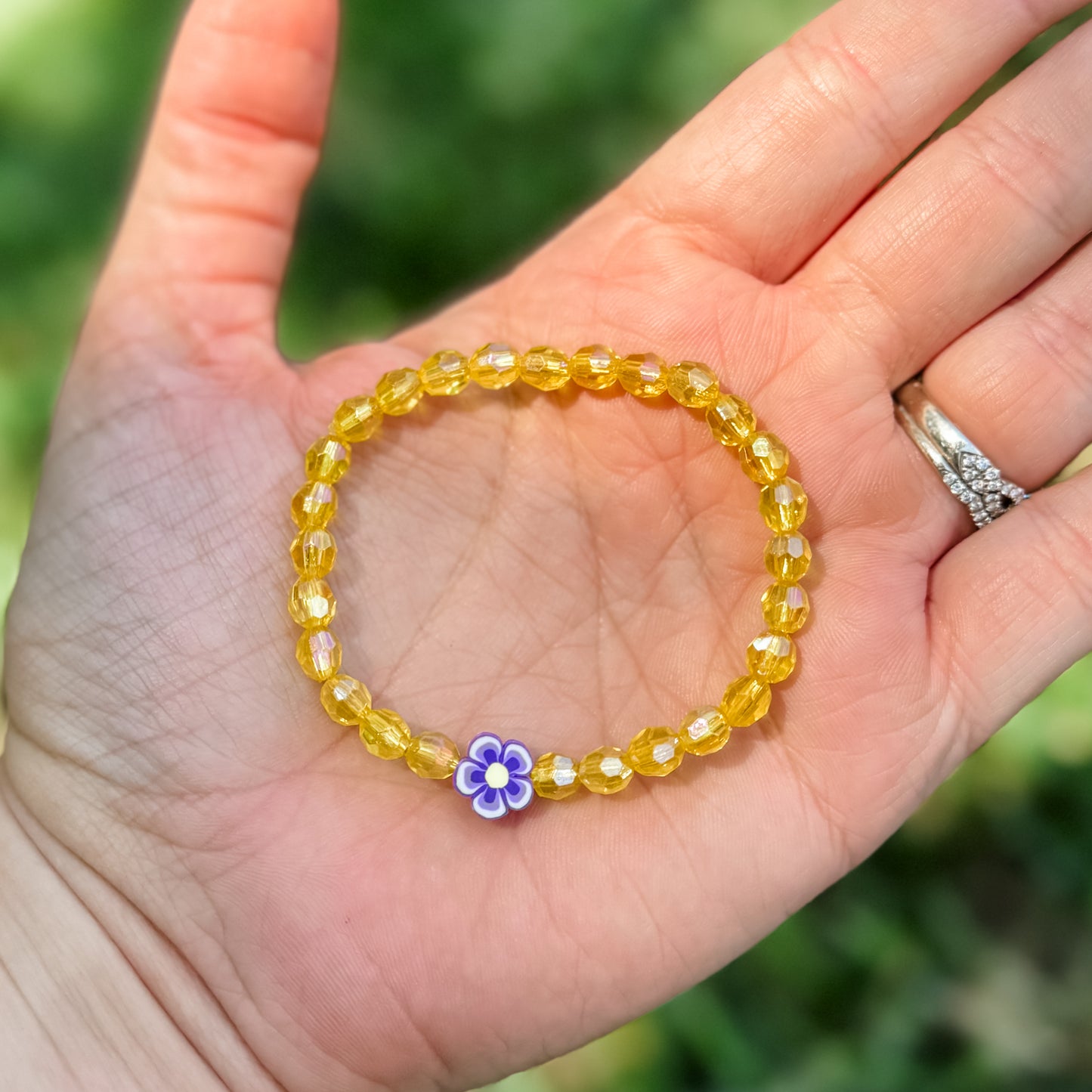 KIDS Yellow & Purple Flower Bracelet