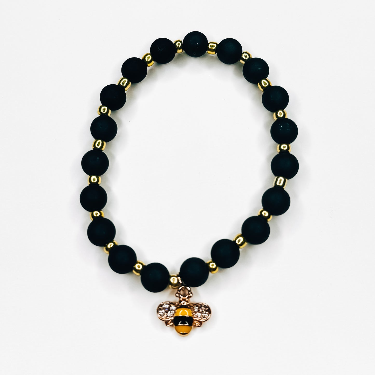 Black & Gold Bee Charm Bracelet