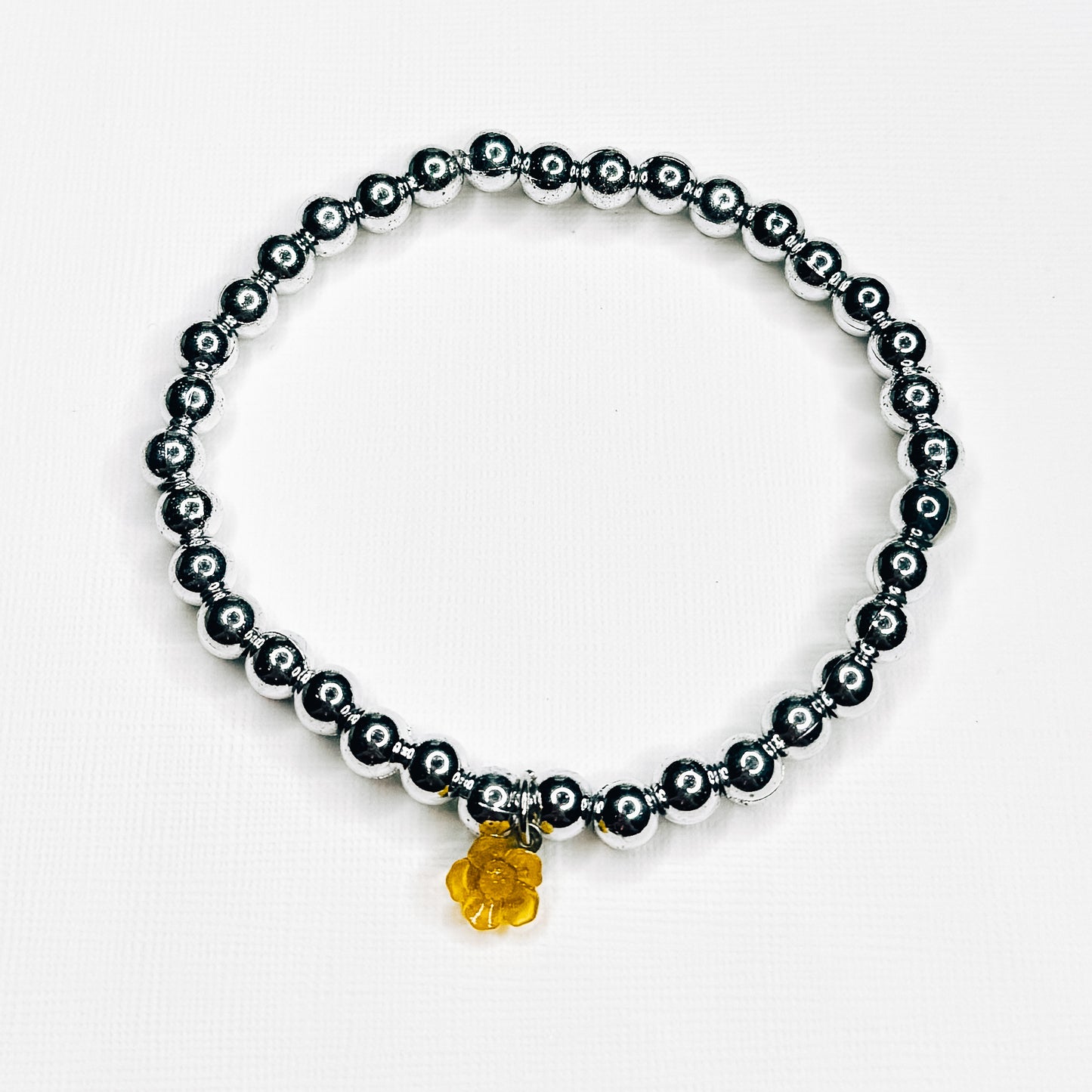 Yellow & Silver Dainty Flower Charm Bracelet