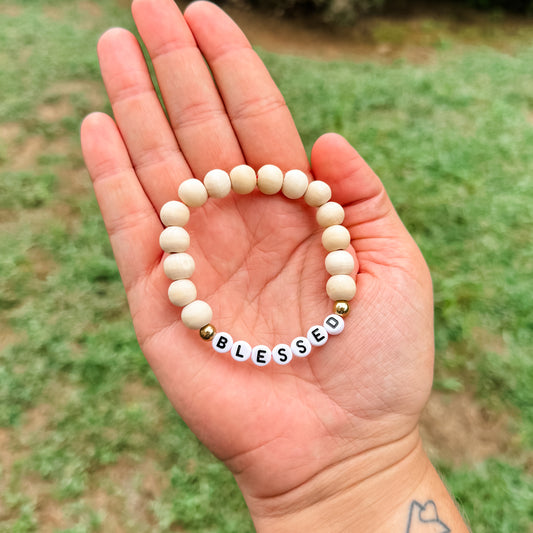 Blessed Wooden Beaded Bracelet