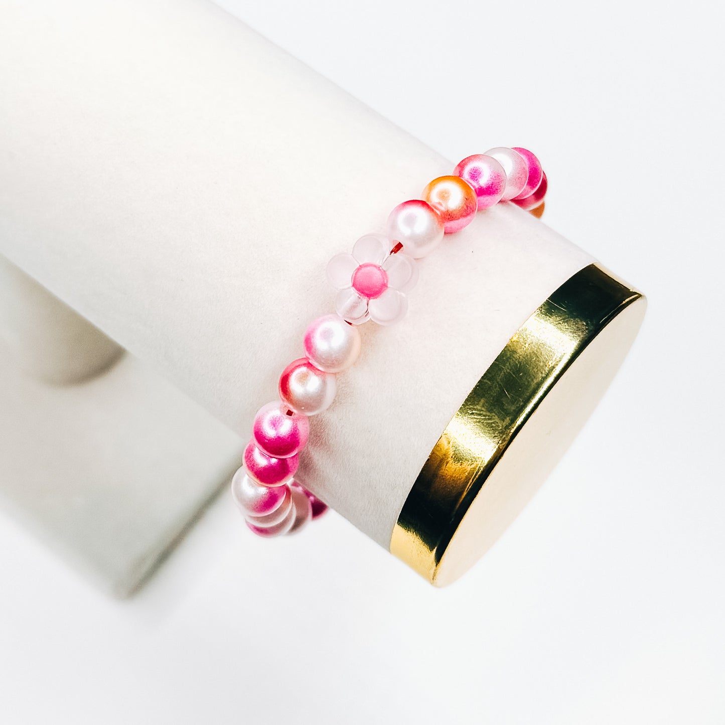 Pink Pearl Mix Flower Charm Bracelet