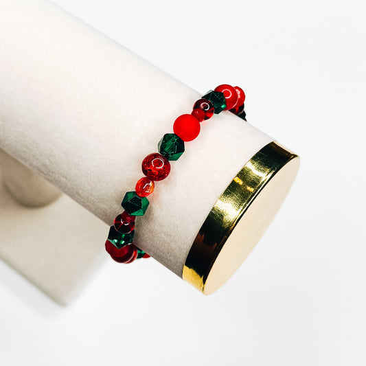 Red & Green Mix Beaded Bracelet