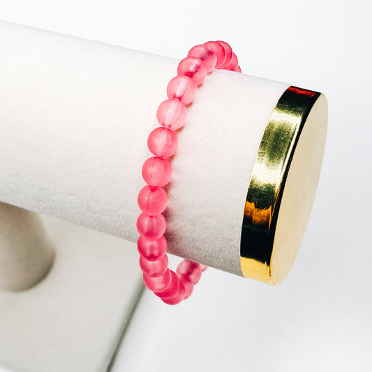 Hot Pink Matte Beaded Bracelet