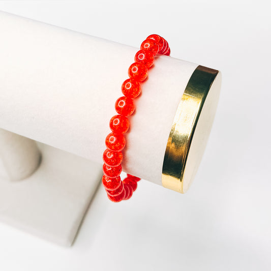 Red Crackle Beaded Bracelet