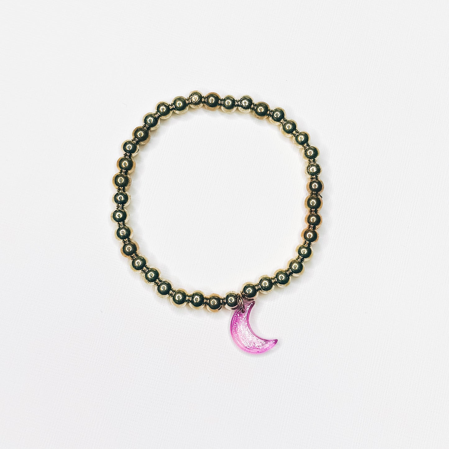 Gold & Hot Pink Moon Charm Bracelet