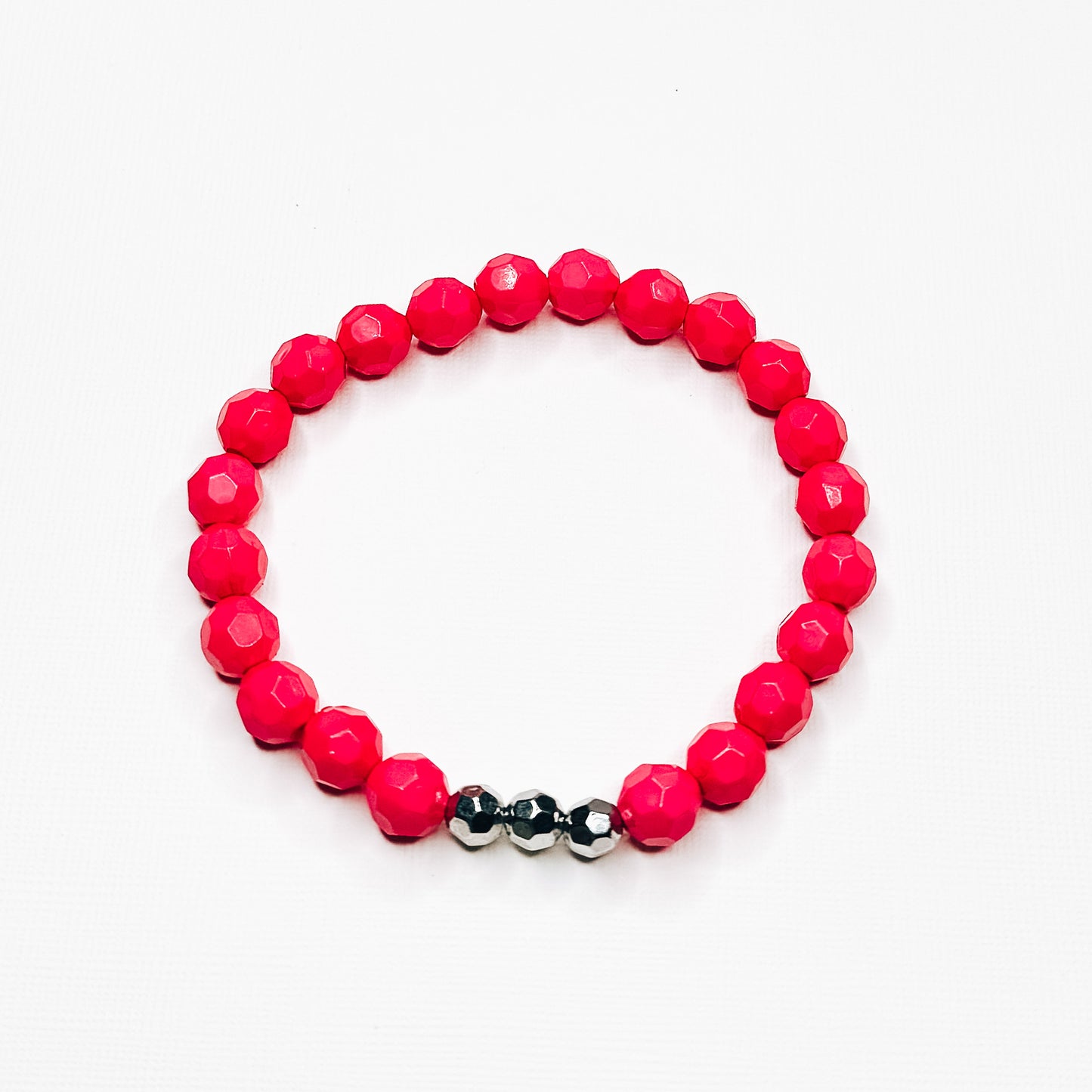 Silver & Hot Pink Bar Accent Bracelet