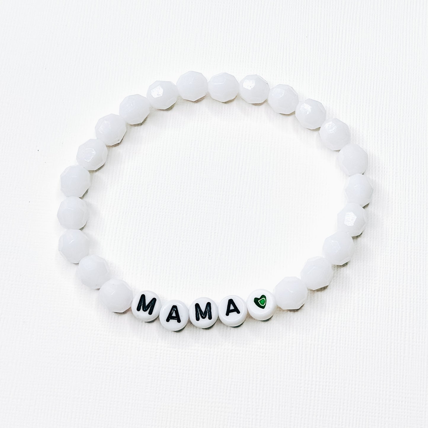 Green Heart White Mama Bracelet