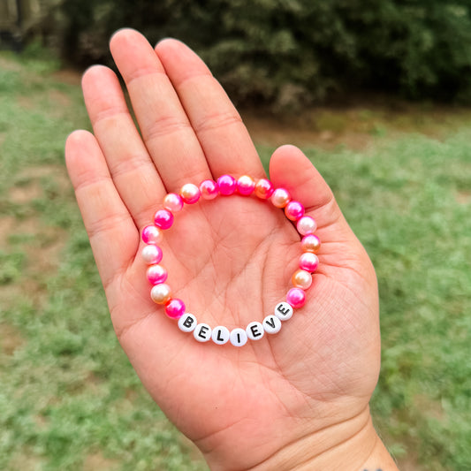 Believe Pink Pearl Mix Bracelet