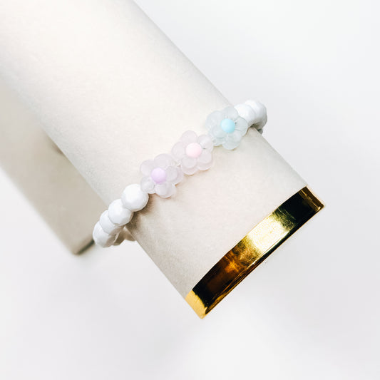 White Flower Bracelet (Purple, Pink, Blue)