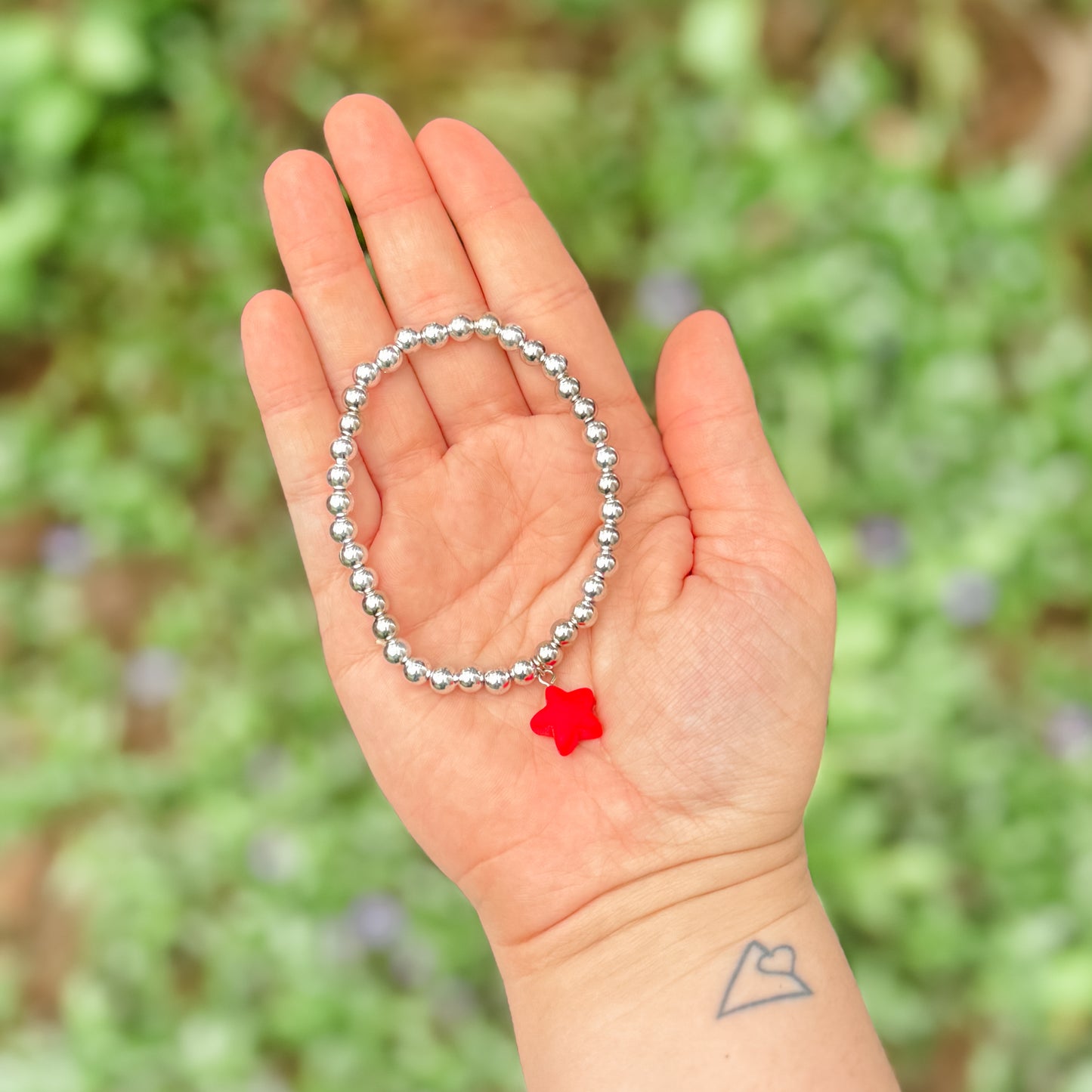 Silver & Red Star Charm Bracelet