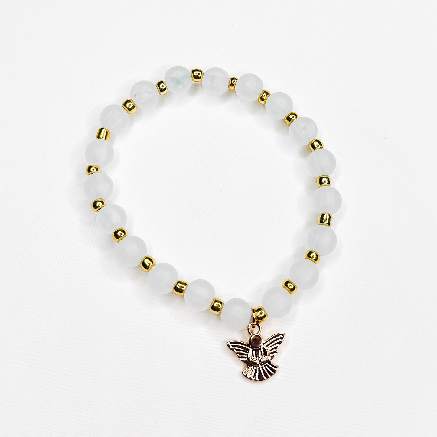 Frost White & Gold Angel Charm Bracelet