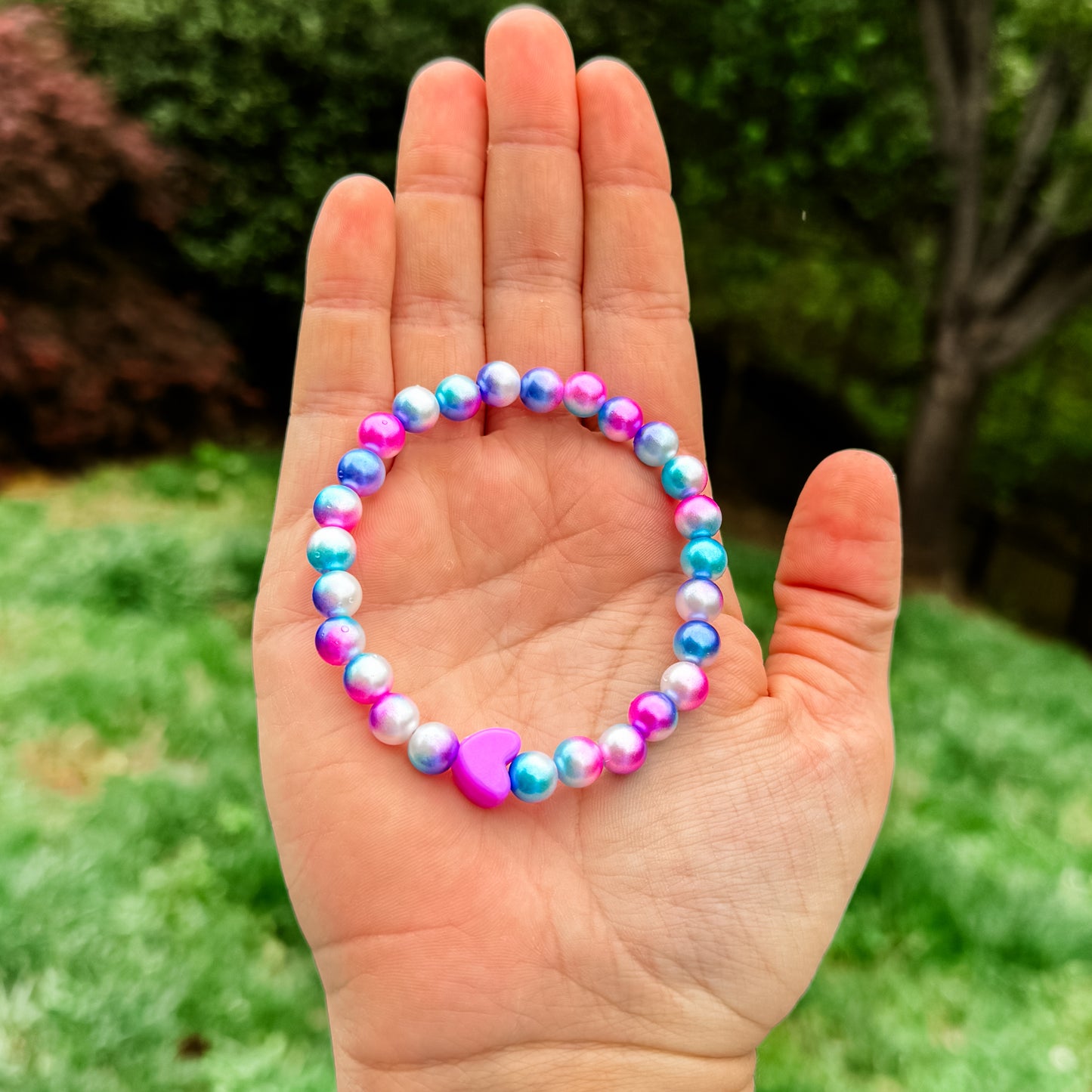 Purple Heart Charm Cotton Candy Bracelet